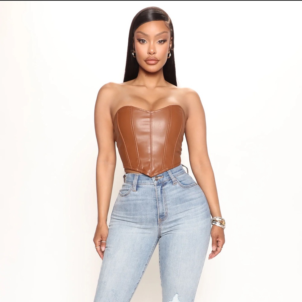 Fashion Nova Faux Leather Corset - New
